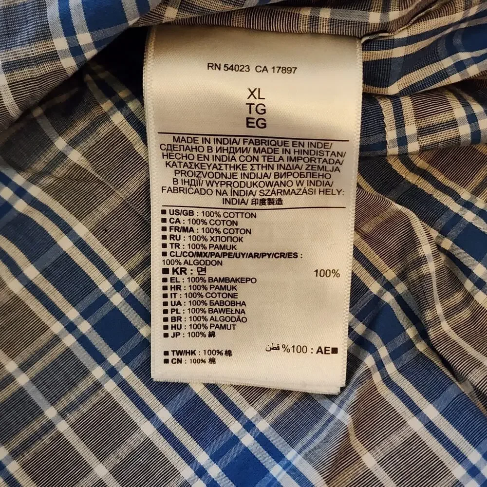Banana Republic Mens Soft Wash Tailored Slim Fit Shirt Size XL Plaid Button Down